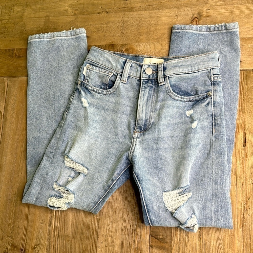 Girls DL1961 Light Wash Distressed Jeans Size 10